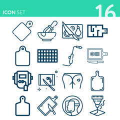 Simple set of 16 icons related to welding