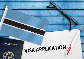 Visa application form and flag of Botswana