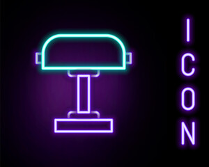 Glowing neon line Table lamp icon isolated on black background. Desk lamp. Colorful outline concept. Vector.