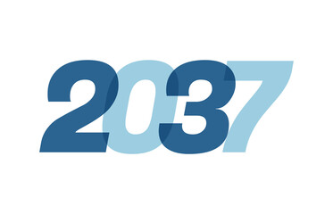 Happy New Year 2037 Text Design. 2037 Number logo design for Brochure design template, card, banner Isolated on white background. Vector illustration
