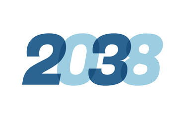 Happy New Year 2038 Text Design. 2038 Number logo design for Brochure design template, card, banner Isolated on white background. Vector illustration