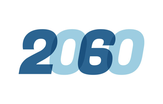 Happy New Year 2060 Text Design. 2060 Number logo design for Brochure design template, card, banner Isolated on white background. Vector illustration