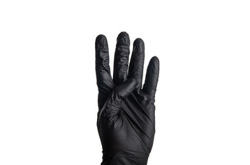 Isolate men hand's in a black rubber glove