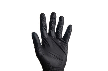 Isolate men hand's in a black rubber glove