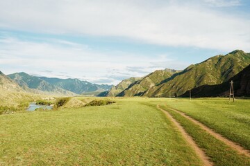 Fototapeta premium Country road in the Altay mountains