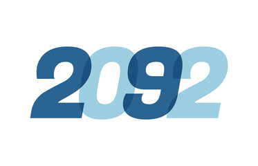Happy New Year 2092 Text Design. 2092 Number logo design for Brochure design template, card, banner Isolated on white background. Vector illustration