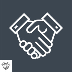 Handshake Related Vector Line Icon. Isolated on Black Background. Editable Stroke.
