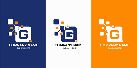 Letter G pixels logo initial design template. Illustration vector graphic of  letter with pixel logo design concept. Perfect for Business corporate, more technology brand identity