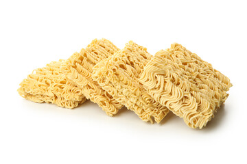 Uncooked instant noodles isolated on white background