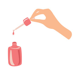 Hand holding pipette and bottle vector illustration. Collagen Perfect Serum and Vitamin for Skin Care Cosmetic. Icon product label and logo graphic template.