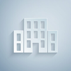 Paper cut House icon isolated on grey background. Home symbol. Paper art style. Vector.