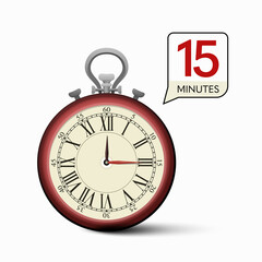 15 Minutes Retro Stopwatch Vector Symbol