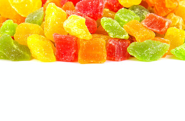 candied fruit group on white background