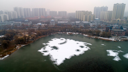 Fototapeta na wymiar Natural scenery of rivers in winter, North China
