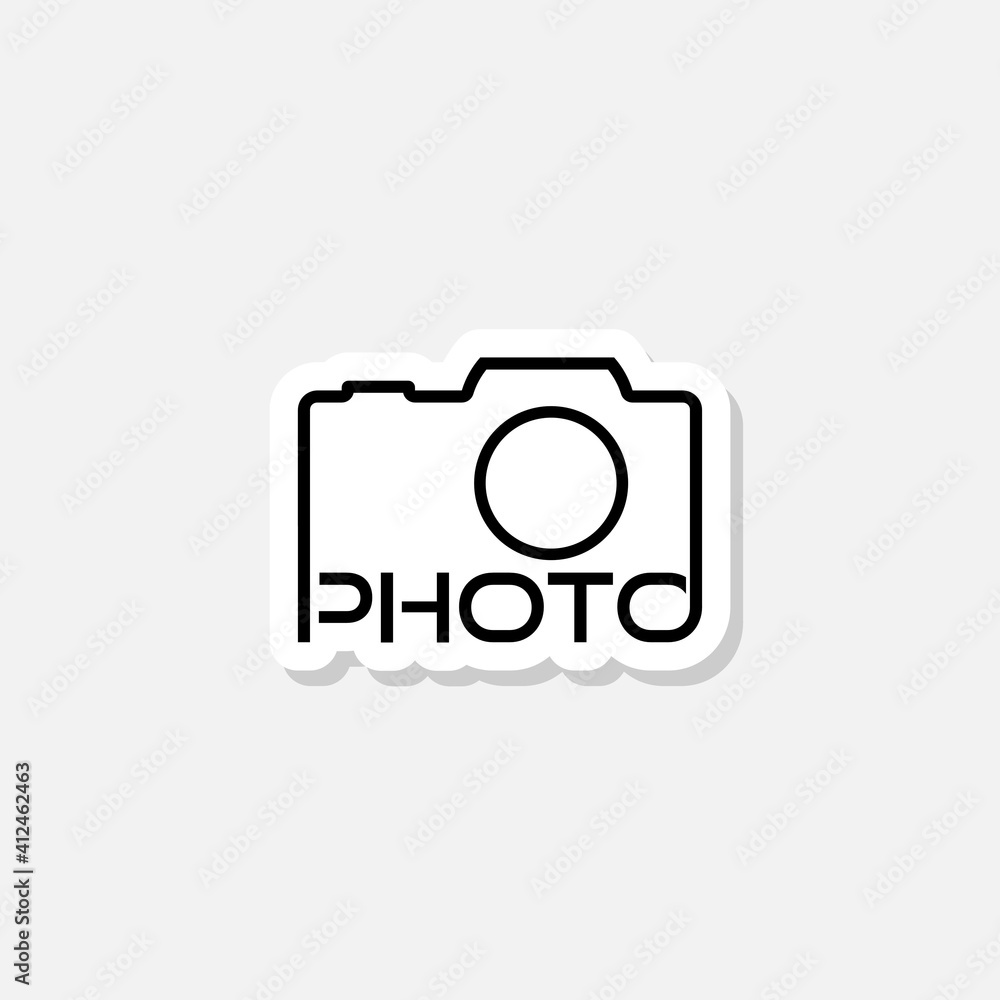 Wall mural photo camera icon sticker on white background