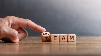 hand holding dice with text for illustration of 