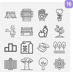 Simple set of leaf related lineal icons.