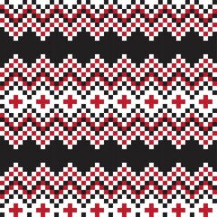 Red Navy Christmas Fair Isle Seamless Pattern Background