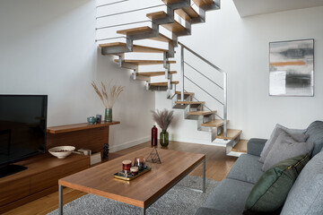 Modern stairs in living room