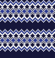 Blue Christmas Fair Isle Seamless Pattern Background