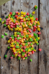 multi-colored candied fruit. healthy sweets