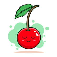 Cherry Fruit Vector Icon Illustration. Fruit Icon Concept Isolated on White Background