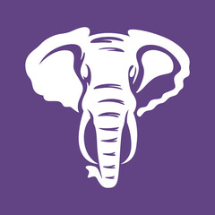 Illustration of Elephant Head Portrait isolated on Purple Background