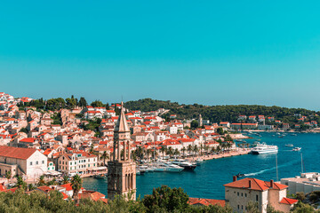 Fototapeta na wymiar Aerial view of Hvar town on the island, Croatia