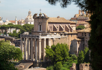 Naklejka premium The Temple of Antoninus & Faustina, in the Forum, Rome, Italy