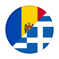 round icon with united moldova and greece flags	