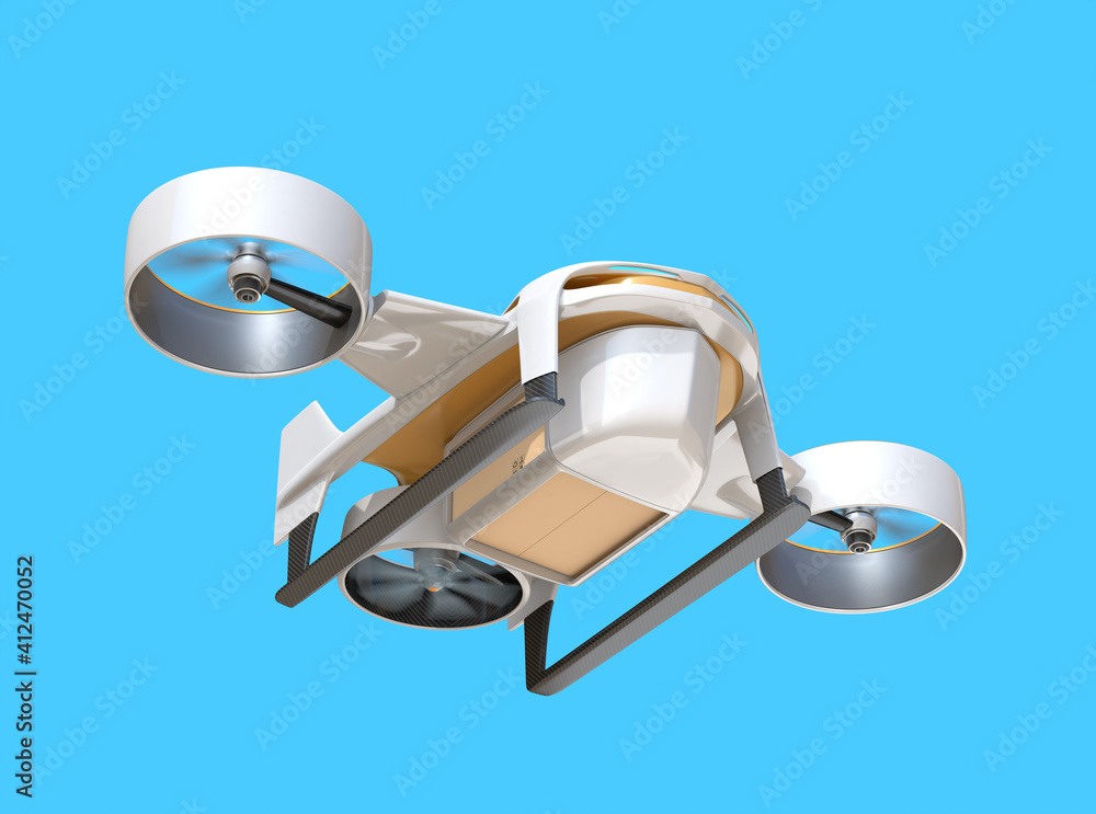 Aufkleber vtol delivery drone flying in the sky. 3d rendering image.