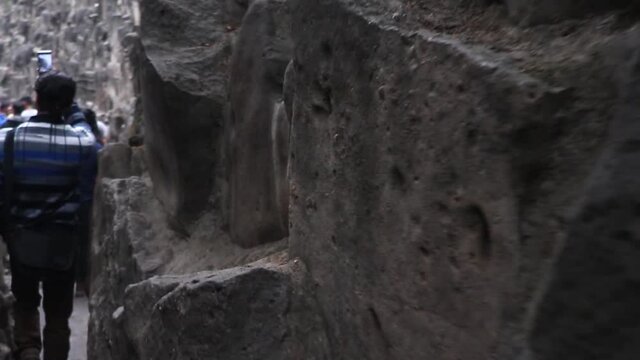 A wall mad of stones.