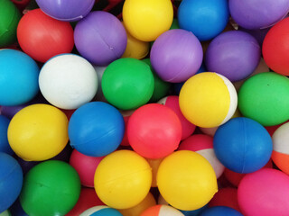 Fototapeta na wymiar many colored ball toys in the basket