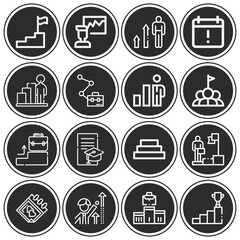 16 pack of tenure  lineal web icons set