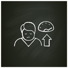 Weight gain chalk icon. Sleep disorder, stress symptom. Healthy sleeping concept. Metabolism problem. Dietology. Health care. Isolated vector illustration on chalkboard