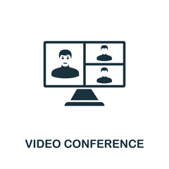 Video Conference icon. Simple element from new normality collection. Filled monochrome Video Conference icon for templates, infographics and banners