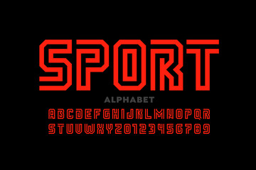 Sport style font design, alphabet letters and numbers