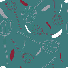 Seamless floral pattern with hand draw spring flower