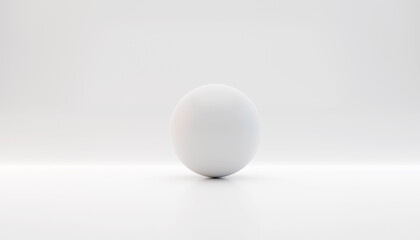 3d rendering white concrete sphere against white wall