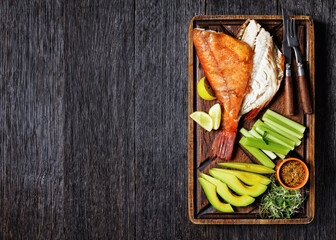 cold smoked red snapper on a cutting board
