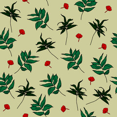 Seamless pattern with hand draw tropical leaves