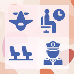 Simple set of flights related filled icons