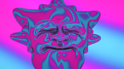 abstract surreal three-dimensional face. 3d render illustration