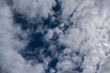 Beautiful blue sky with clouds. Natural background.