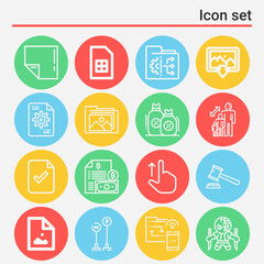16 pack of law  lineal web icons set