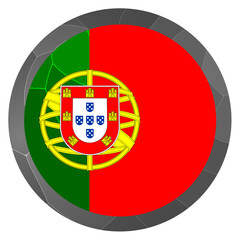 Obraz premium Glass light ball with flag of Portugal. Round sphere, template icon. Portuguese national symbol. Glossy realistic ball, 3D abstract vector illustration highlighted on a white background. Big bubble.