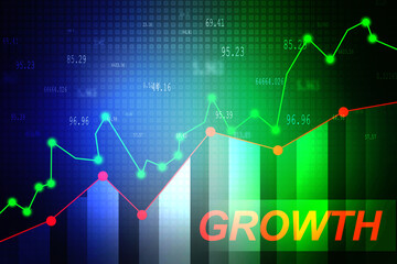 2d rendering Stock market online business concept. business Graph 
