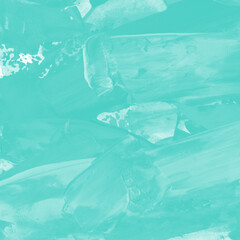 Modern contemporary acrylic background. Aqua texture made with a palette knife. Abstract painting on paper. Mess on the canvas.