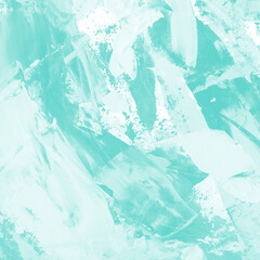 Modern contemporary acrylic background. Aqua texture made with a palette knife. Abstract painting on paper. Mess on the canvas.