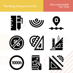 Simple set of metric related filled icons.